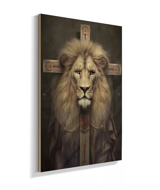 Leão e a Cruz de Madeira